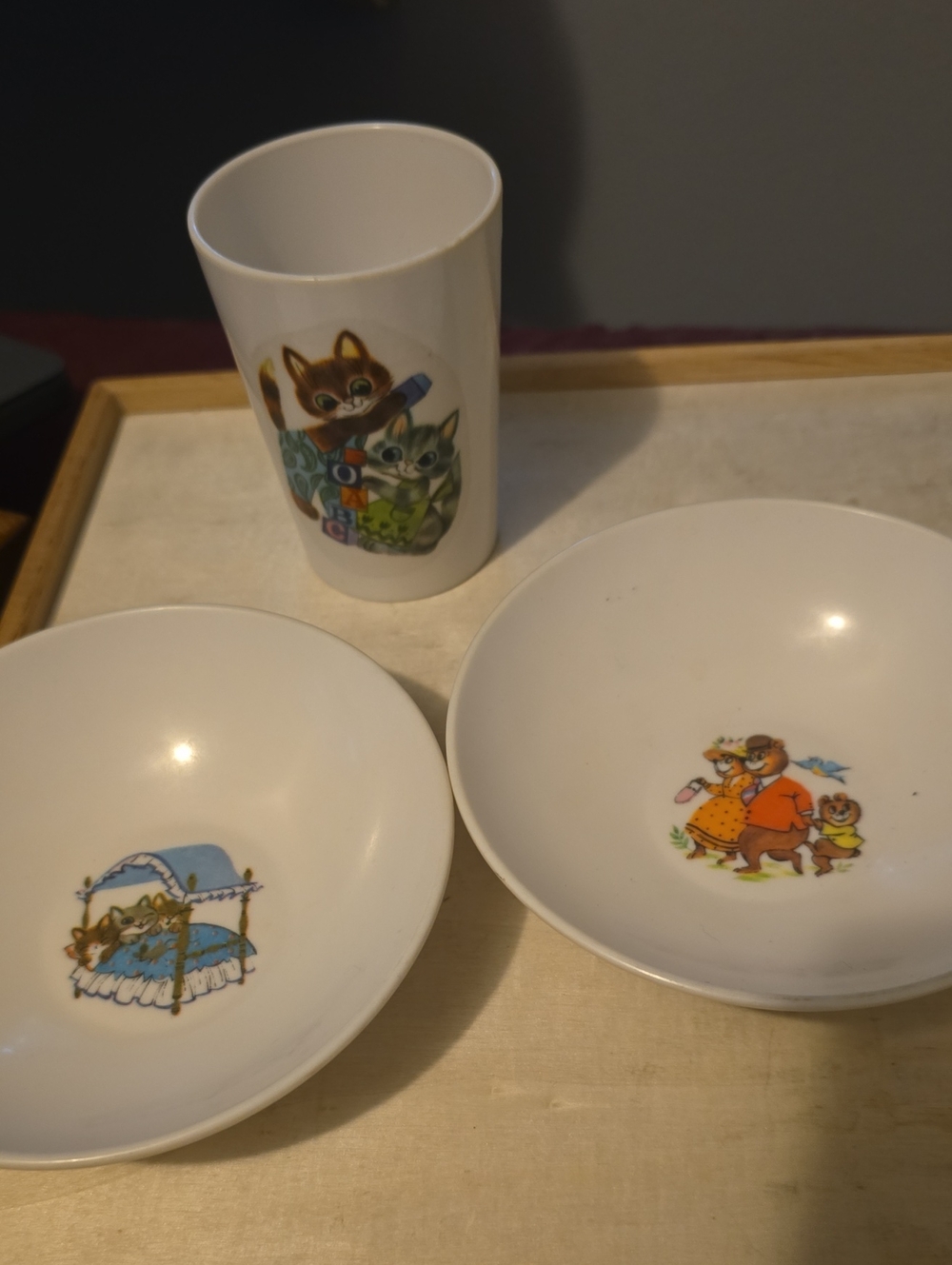 Kids Ceramic Dish Set with Cute Animal Prints - White